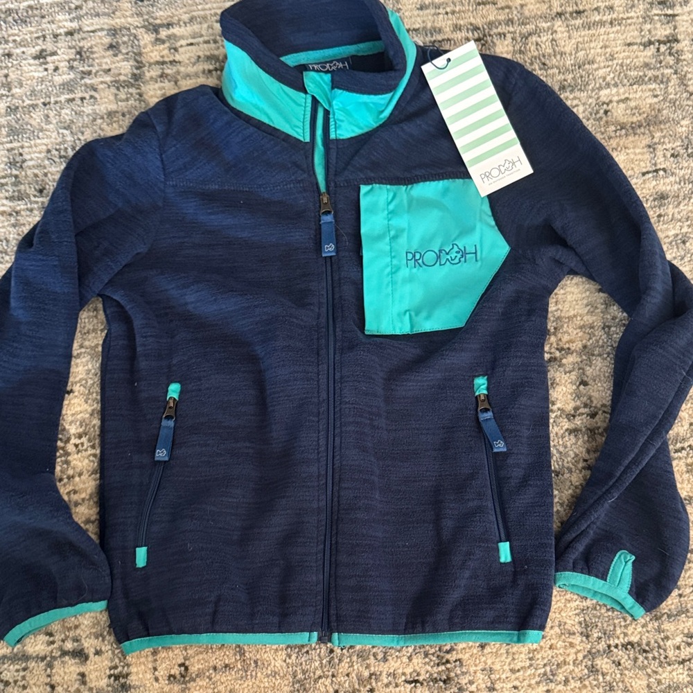 Prodoh Navy and Teal full zip Jacket boys xs7/8 jacket